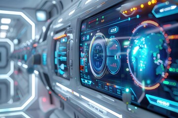Obraz premium Futuristic Sci-Fi Spacecraft Interface.