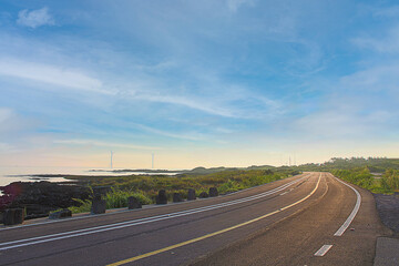 Fototapeta premium 해안도로, 여름, 바다, 제주도, 풍경, 자연, 휴양, 휴식