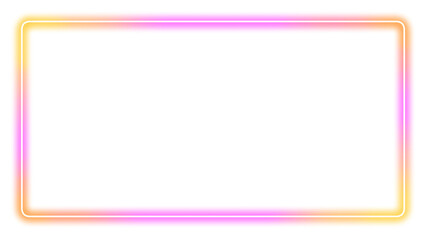 ネオンのフレーム　枠　飾り　素材　キラキラ　シンプル　おしゃれ　囲み　見出し　飾り罫　白背景　白バック　透過　16:9