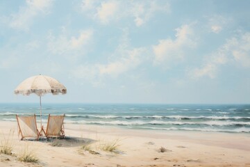 Fototapeta premium Close up pale beach shoreline outdoors horizon.