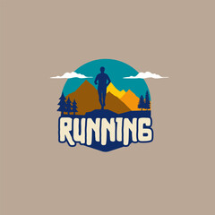 Running logo vector graphic of illustration with background