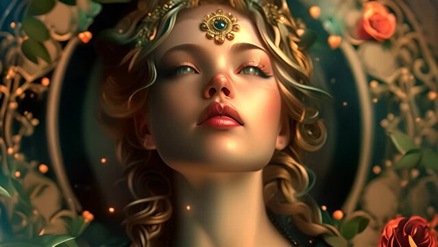 Fantasy Art Portrait of Enchanted Forest Queen with Ai generated.
