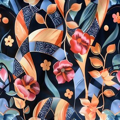 vintage floral pattern abstract floral motifs on dark background