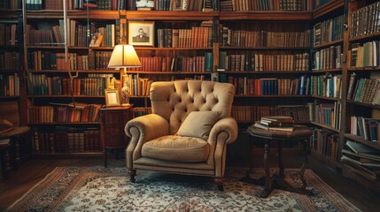 At night, the bookshelf in the study is filled with books and sofas