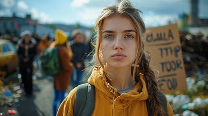 Activism in Action: Portrait of a Young Woman Leading the Charge Against Plastic Pollution