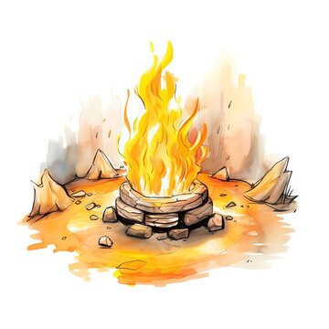 fire pit, glowing fire pit