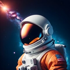 Astronaut Portrait Illustration Digital Painting Galaxy Astrology Background Design