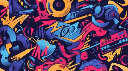 Seamless Patterns - Hip hop elements / Background / Wallpaper / Texture