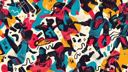 Seamless Patterns - Hip hop elements / Background / Wallpaper / Texture