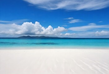 Obraz premium Ocean Beach Panorama Digital Painting Cloudy Sky Beautiful Nature Summer Background Design