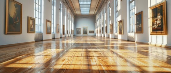 Obraz premium In an empty gallery, frames hang devoid of art, ready to showcase your vision.