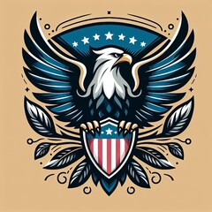 A stylized eagle with a shield, representing the strength and protection of the country.
