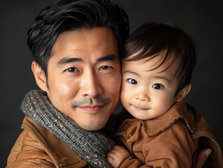 Portraits of father and son, filmed by the studio