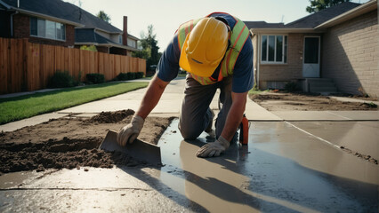 Construction Worker Smoothing Concrete