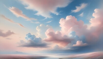 Fototapeta premium Pastel Cloudscape Digital Painting Sky Illustration Heaven Background Graphic Nature Design