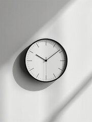 Minimalist morning alarm clock showcased on a stark white background. The clock's sleek, modern design is highlighted by soft