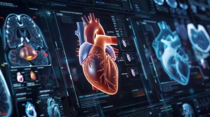 collection of images illustrating diverse treatments for heart disease. Concept Cardiovascular Treatments