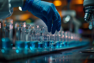 A detailed documentary-style photo capturing the intricacies of biotechnology in a high-tech lab