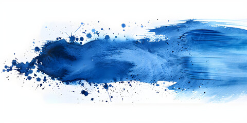 Vibrant blue paint brush strokes in watercolor isolated against a transparent background, perfect for artistic and creative projects.