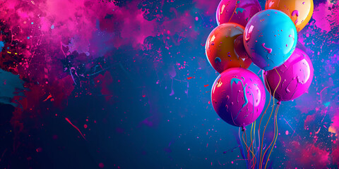 realistic glossy vibrant  pink balloon party background  with empty space for birthday, party, promotion social media banners or posters.
