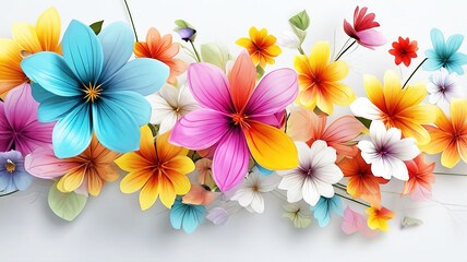 Colorful flowers on white background 