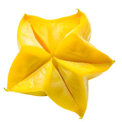  A whole starfruit, its unique shape and vibrant yellow color detailed, transparent background, PNG Cutout