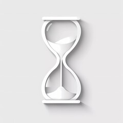 Paper cut Old hourglass with flowing sand icon isolated on gray background. Hourglass sign. Business and time management concept. Paper art style. Vector.