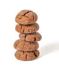 Warm Homemade Gingersnap Cookies on a light background