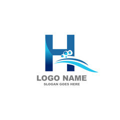 Water wave letter H logo template vector illustration	