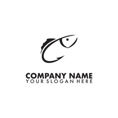 Obraz premium Fish And Hook Logo Template, Flat Logo Style.