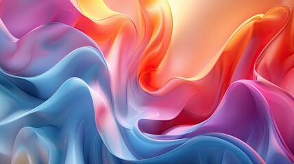 Obraz premium A colorful, flowing piece of fabric with a blue and pink stripe