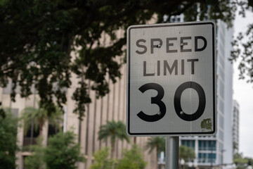 speed limit thirty 30 miles per hour sign