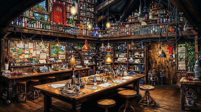 Eclectic Curiosity Shoppe with Vintage Apothecary Vibe and Artisanal Crafts