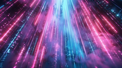 Fototapeta premium A colorful, neon light display with a blue and pink background