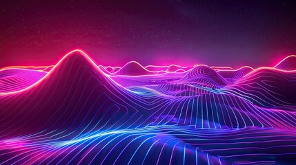 A purple and blue landscape with a purple sky