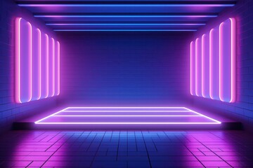 Neon room purple light architecture.