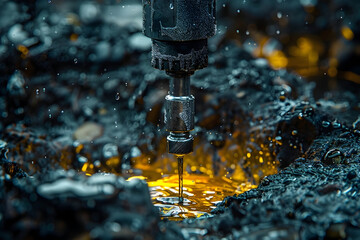 Exclusive Luxury of Prime-Grade Drilling in Isolated,Hyper-Detailed Industrial Background with Cinematic Lighting