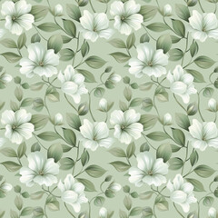 Floral green color, form natural, seamless fabric pattern.