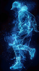 Obraz premium Futuristic Wireframe Hologram Projections for Dynamic Sports Events with Cinematic and Aesthetics