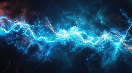A blue and red electric line with a lot of blue sparks