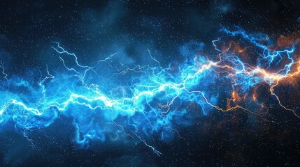 A blue and orange lightning bolt in space