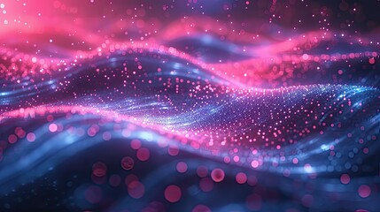 A blue and pink wave with a lot of sparkles