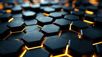Obraz premium A close up of a black and orange hexagonal pattern