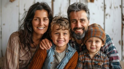 Fototapeta premium Happy family group photo, indoors