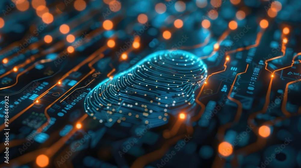 Poster a computer chip with a fingerprint on it