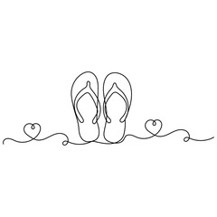 Slippers  continuous one line drawing of outline vector illustration
