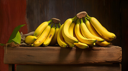 Bananas on a wooden table