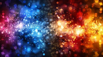 Glowing particle dots with colorful dots in abstract background, concept of light shining sparkling particles dots bokeh in blur color background, 