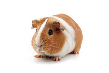 An enchanting portrayal of a guinea pig on a pristine white background
