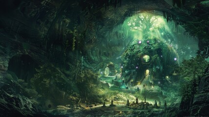 In a deep underground cave a group of powerful sorcerers conduct a ritual to honor and communicate with the plant elemental their . .
